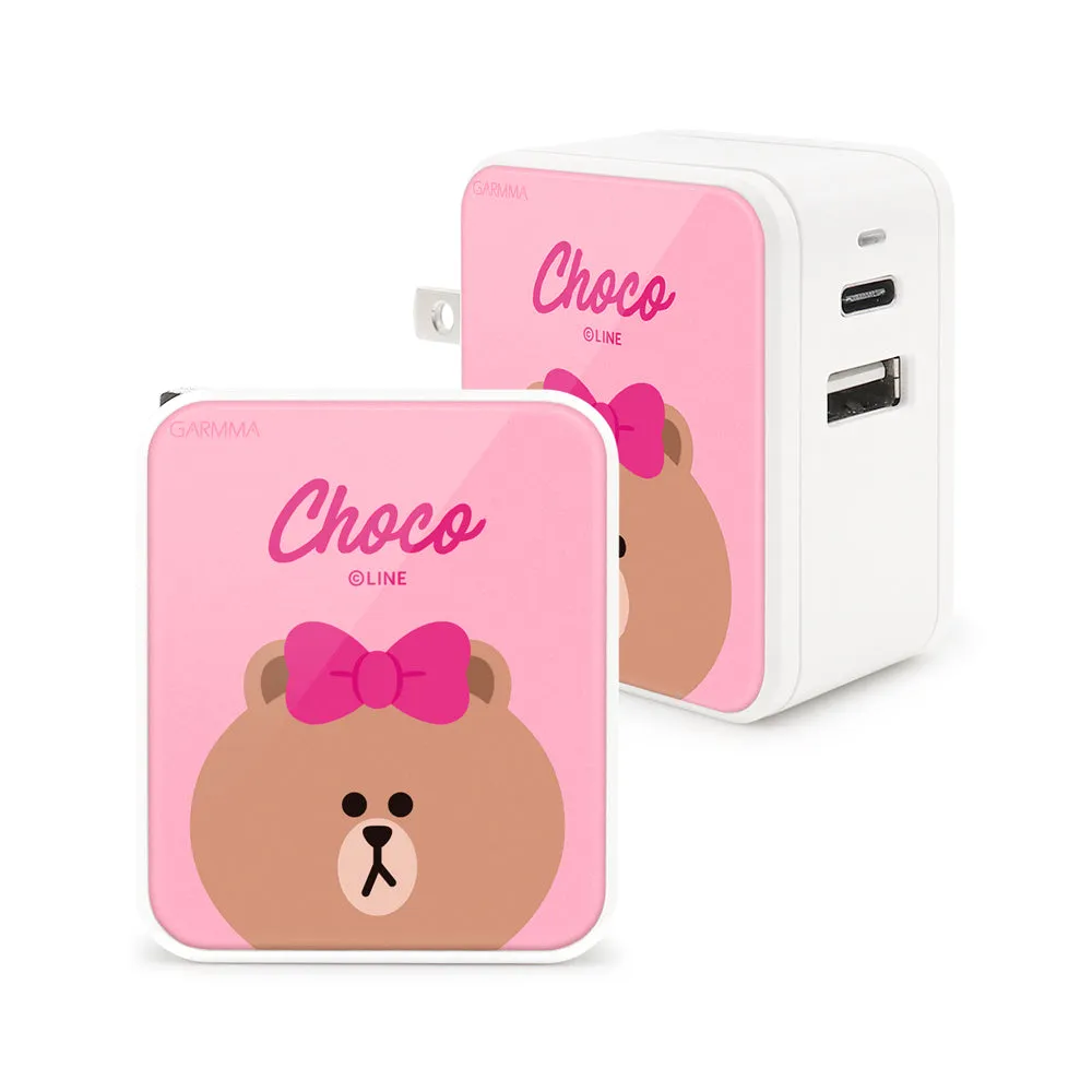 GARMMA Line Friends Type-C USB 3.4A Quick Charge Foldable Travel Charger