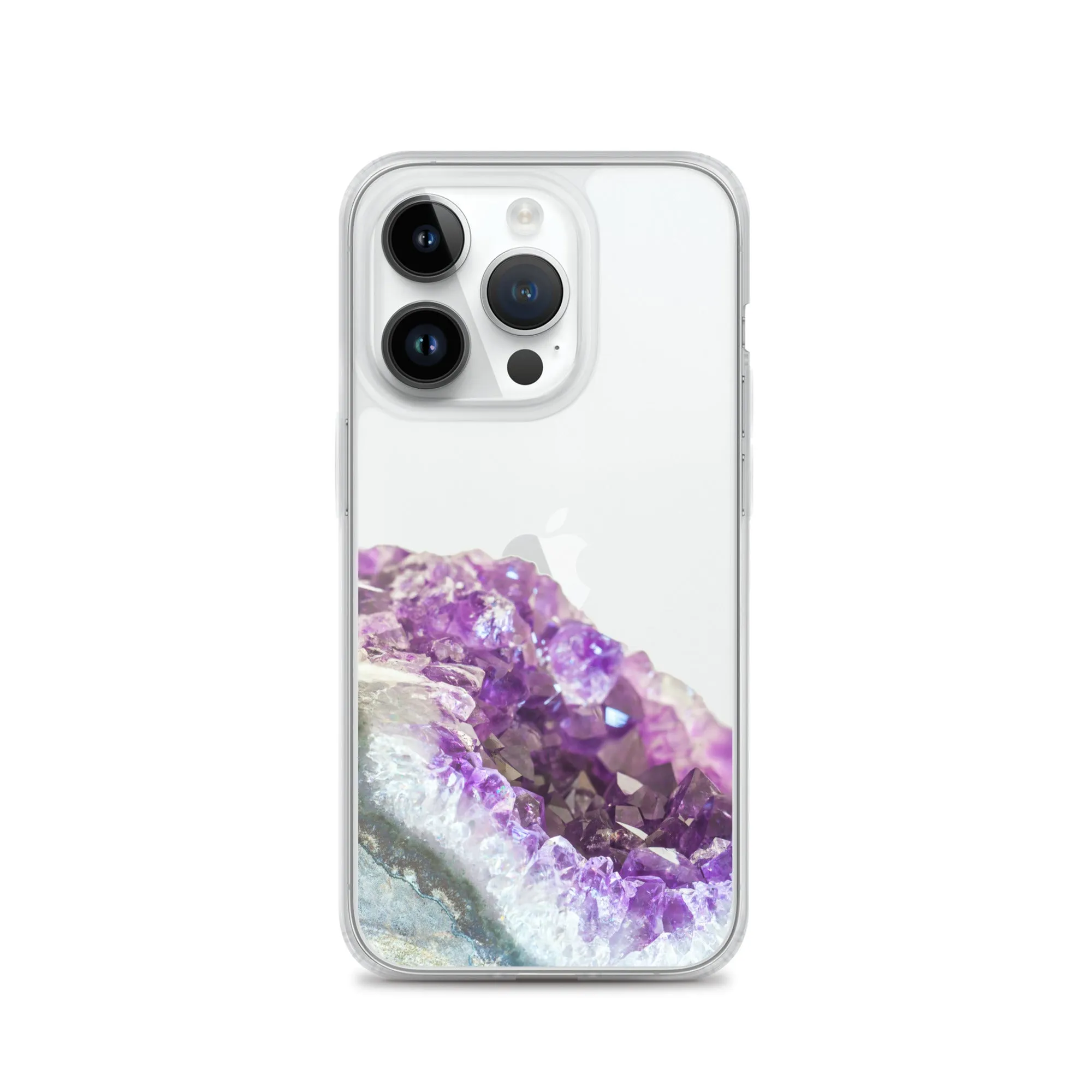 Geode iPhone 14 13 12 Pro Clear Case, Purple Crystal Amethyst Stone Print iPhone 11 Mini SE 2020 XS Max XR X 7 Plus 8 Cell Phone