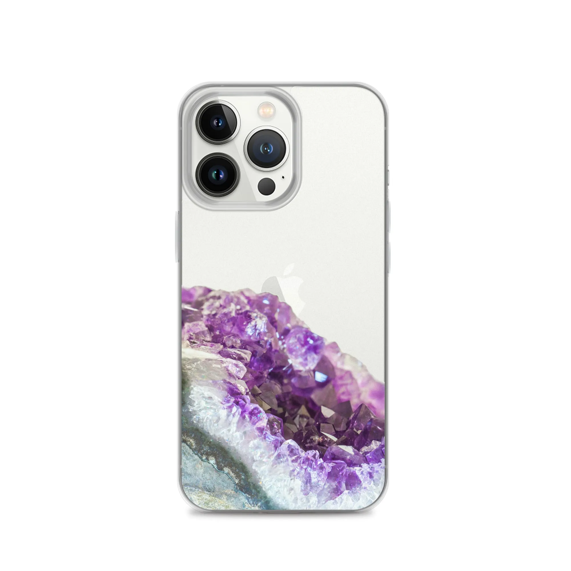 Geode iPhone 14 13 12 Pro Clear Case, Purple Crystal Amethyst Stone Print iPhone 11 Mini SE 2020 XS Max XR X 7 Plus 8 Cell Phone