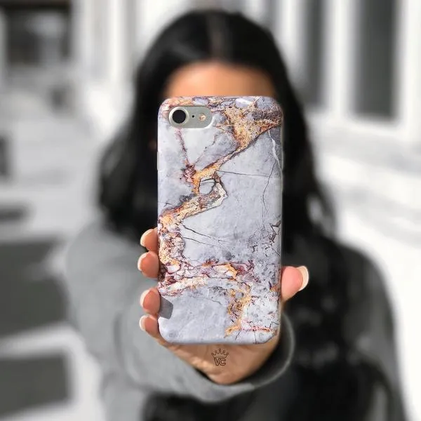 Gray & Gold Marble iPhone Case