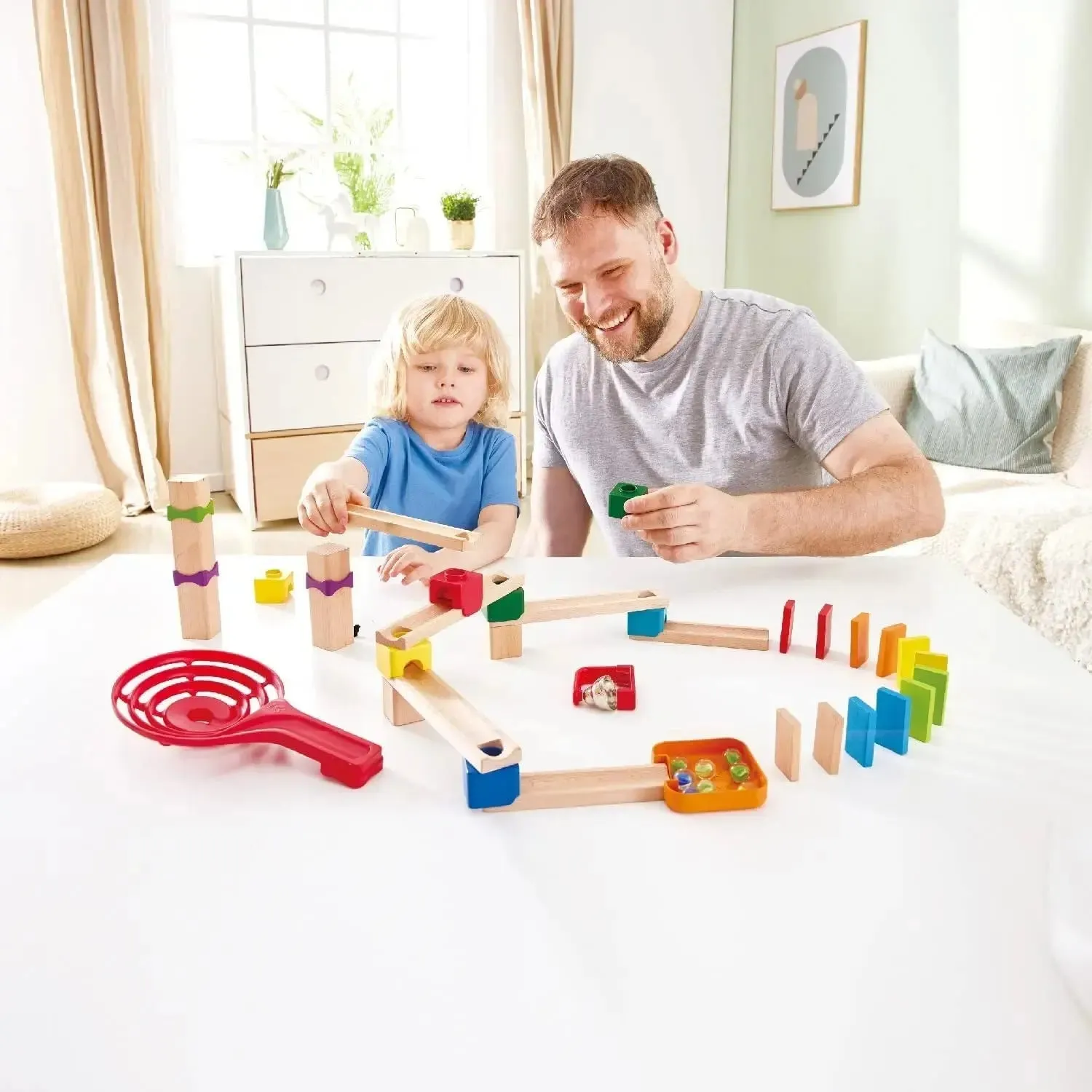 Hape Crazy Rollers Stack Track Wooden DIY Marble Run Set