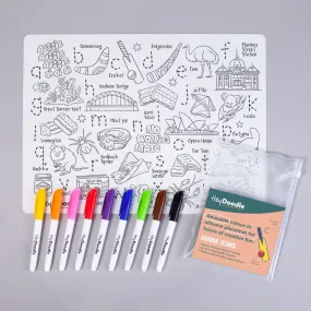 HeyDoodle Silicone Colour-In Placemat - Aussie Icons