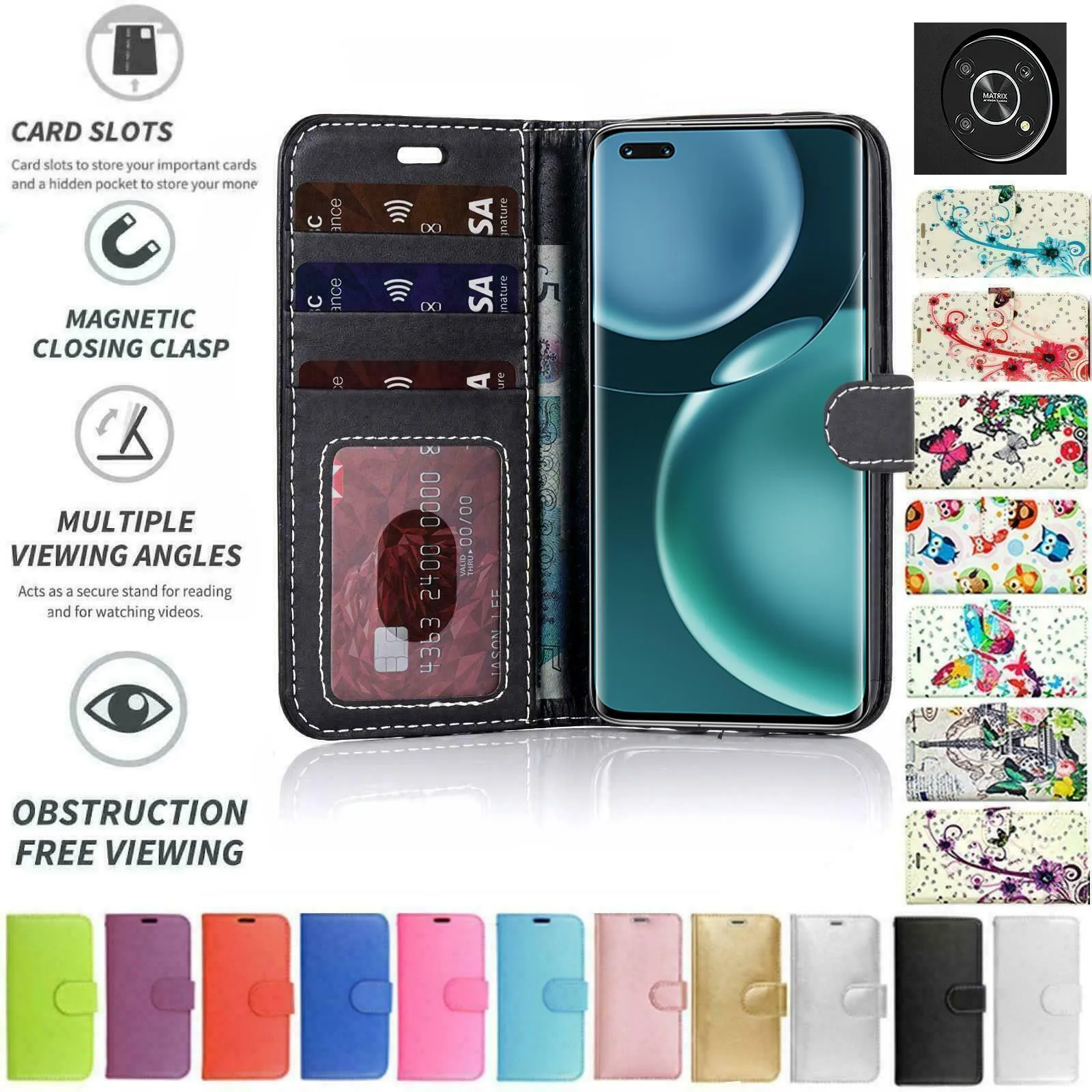 Honor Magic 4 Pro Flip Folio Book Wallet Case