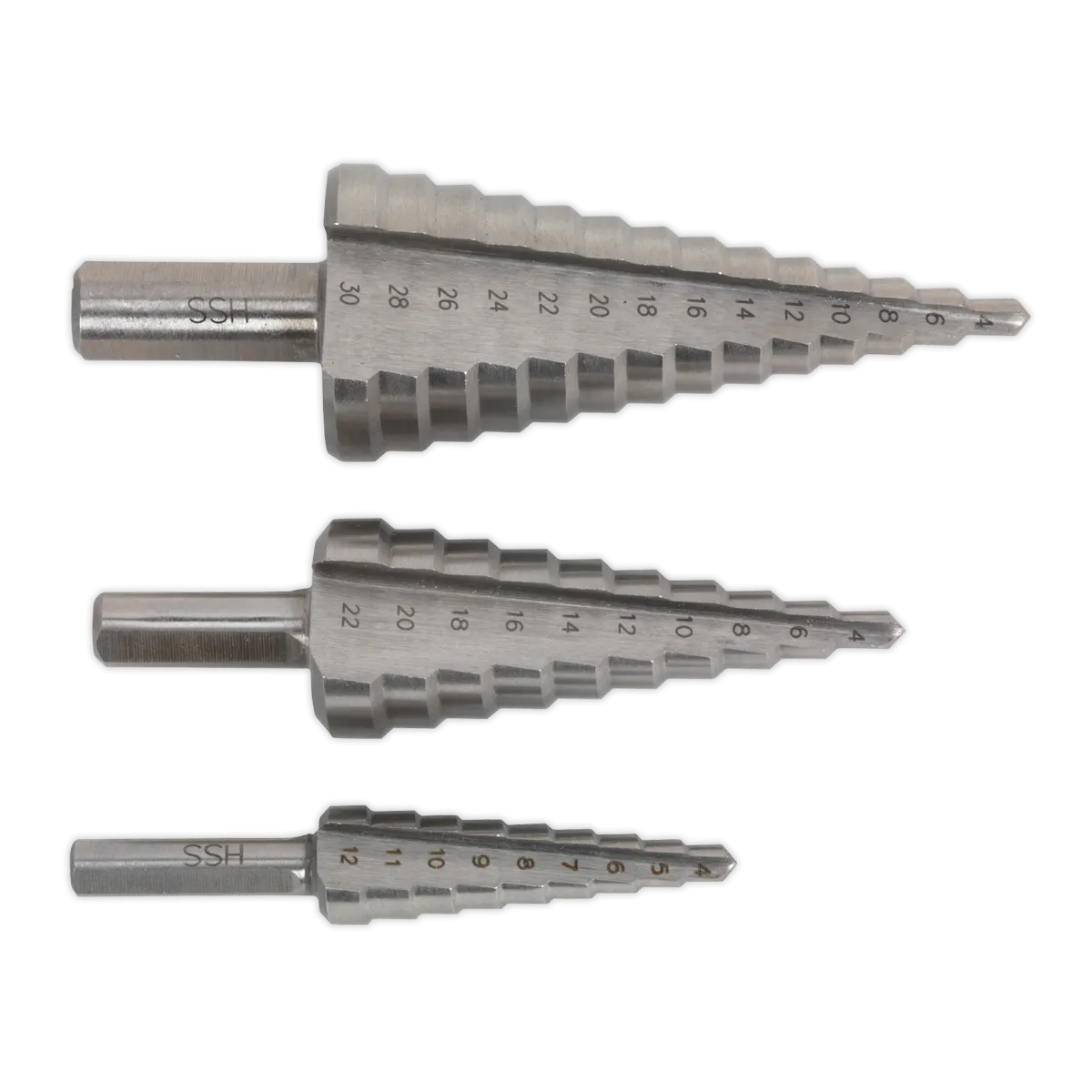 HSS 4341 Step Drill Bit Set 3pc Double Flute