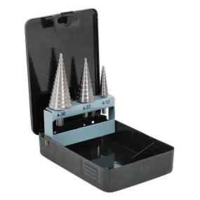 HSS 4341 Step Drill Bit Set 3pc Double Flute