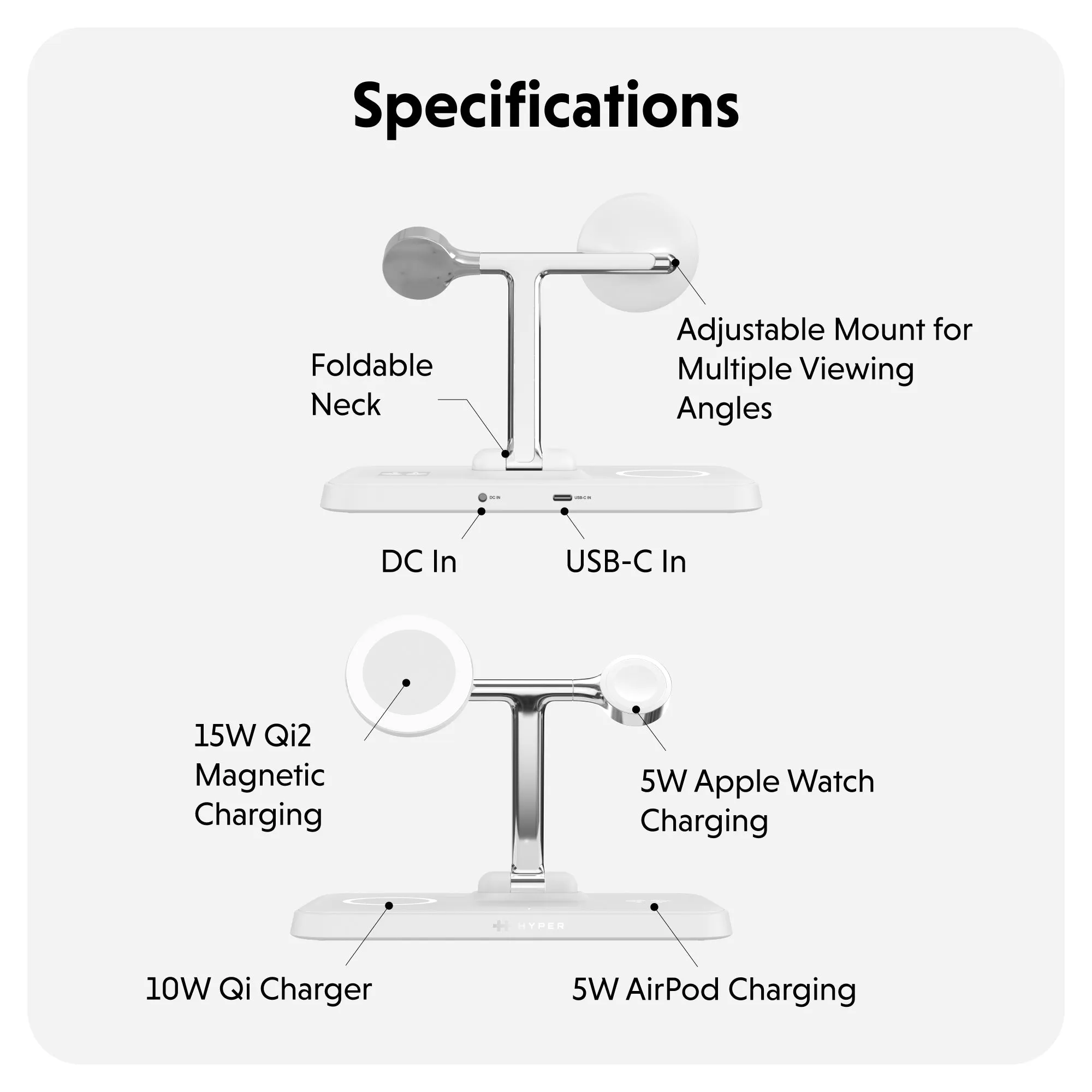 HyperJuice Next Qi2 4-in-1 Magnetic Charging Stand