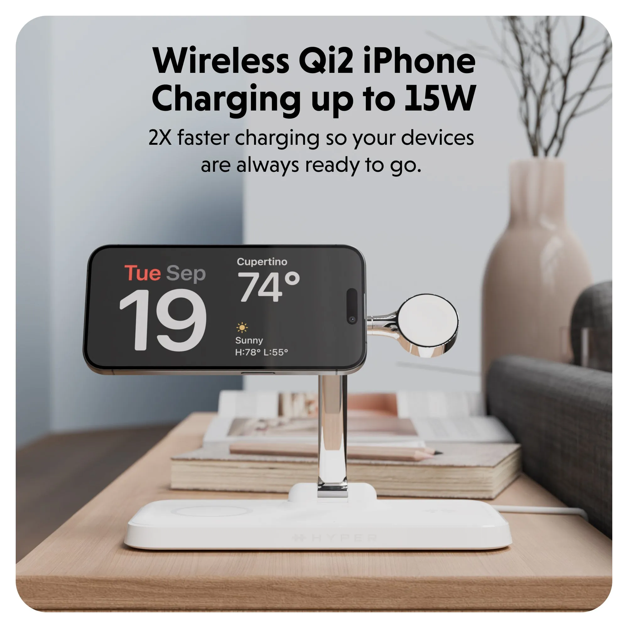 HyperJuice Next Qi2 4-in-1 Magnetic Charging Stand