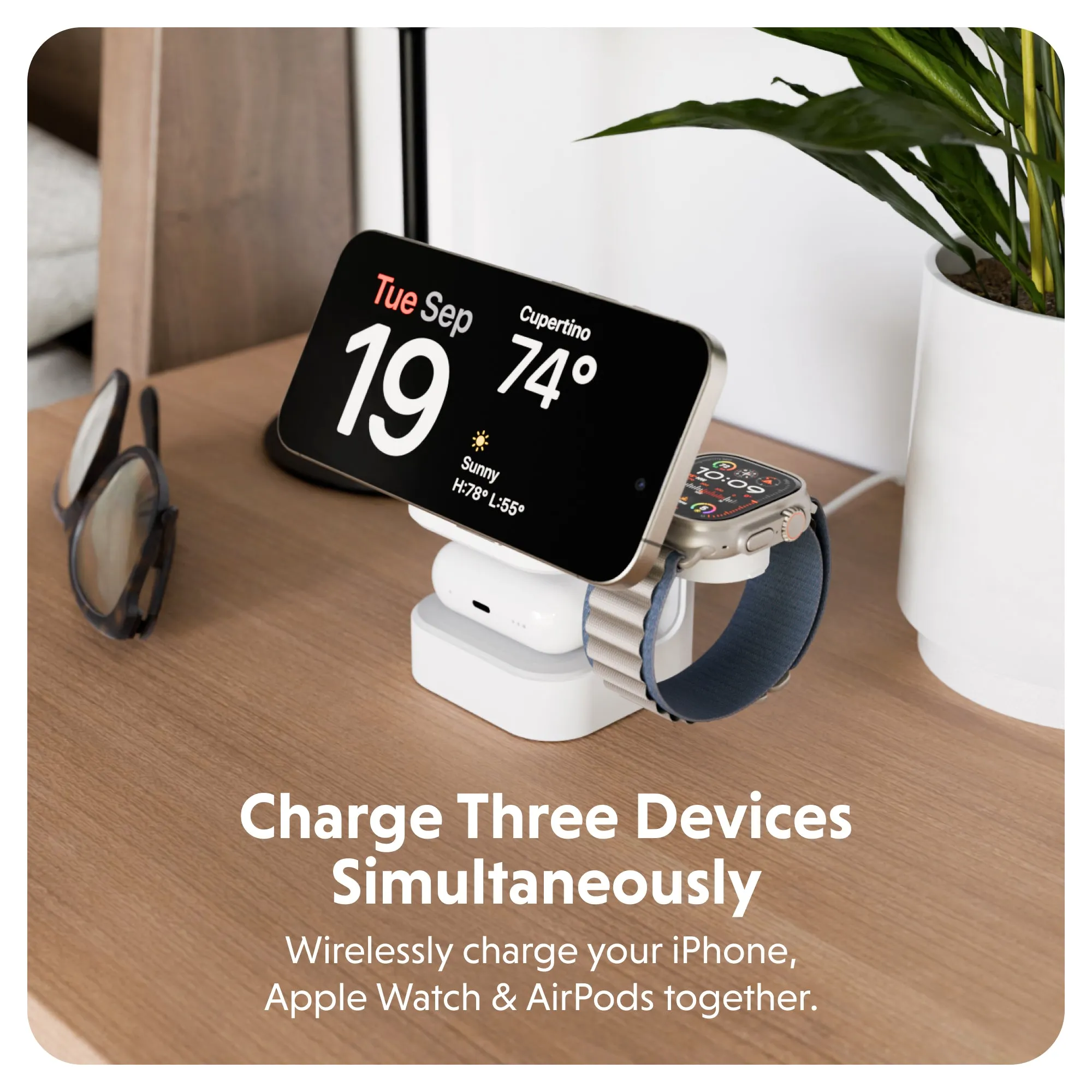 HyperJuice Qi2 3-in-1 Magnetic Charging Stand