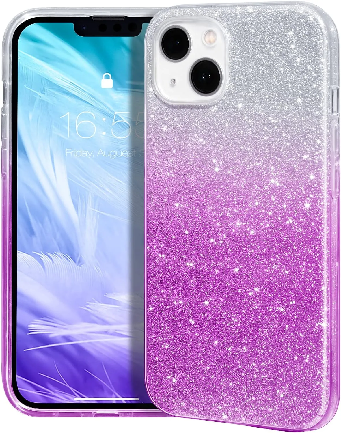 iPhone 14 Case Bling Sparkle Cute Girls Women Protective Cases Cover Purple