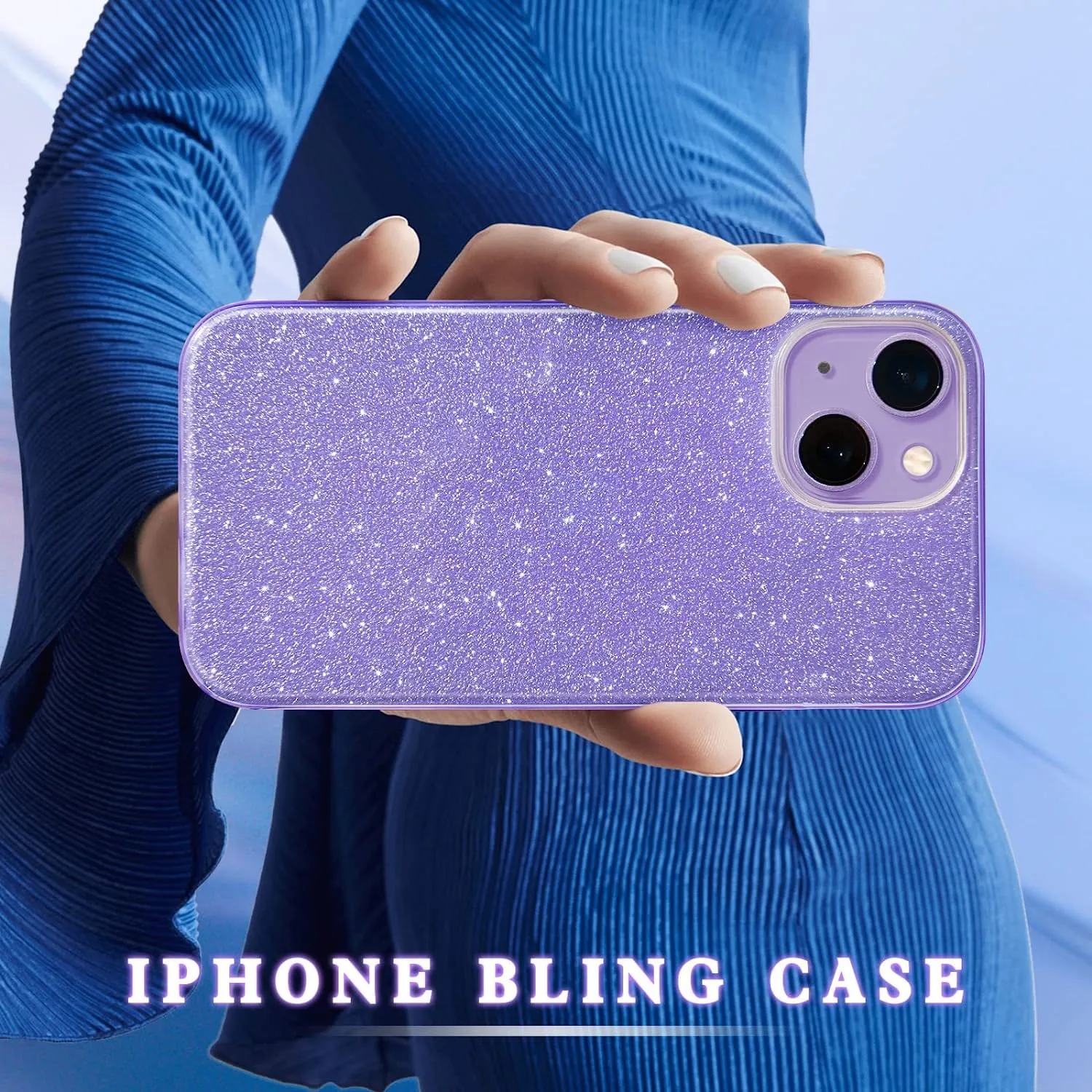 iPhone 14 Case Bling Sparkle Cute Girls Women Protective Cases Cover Purple