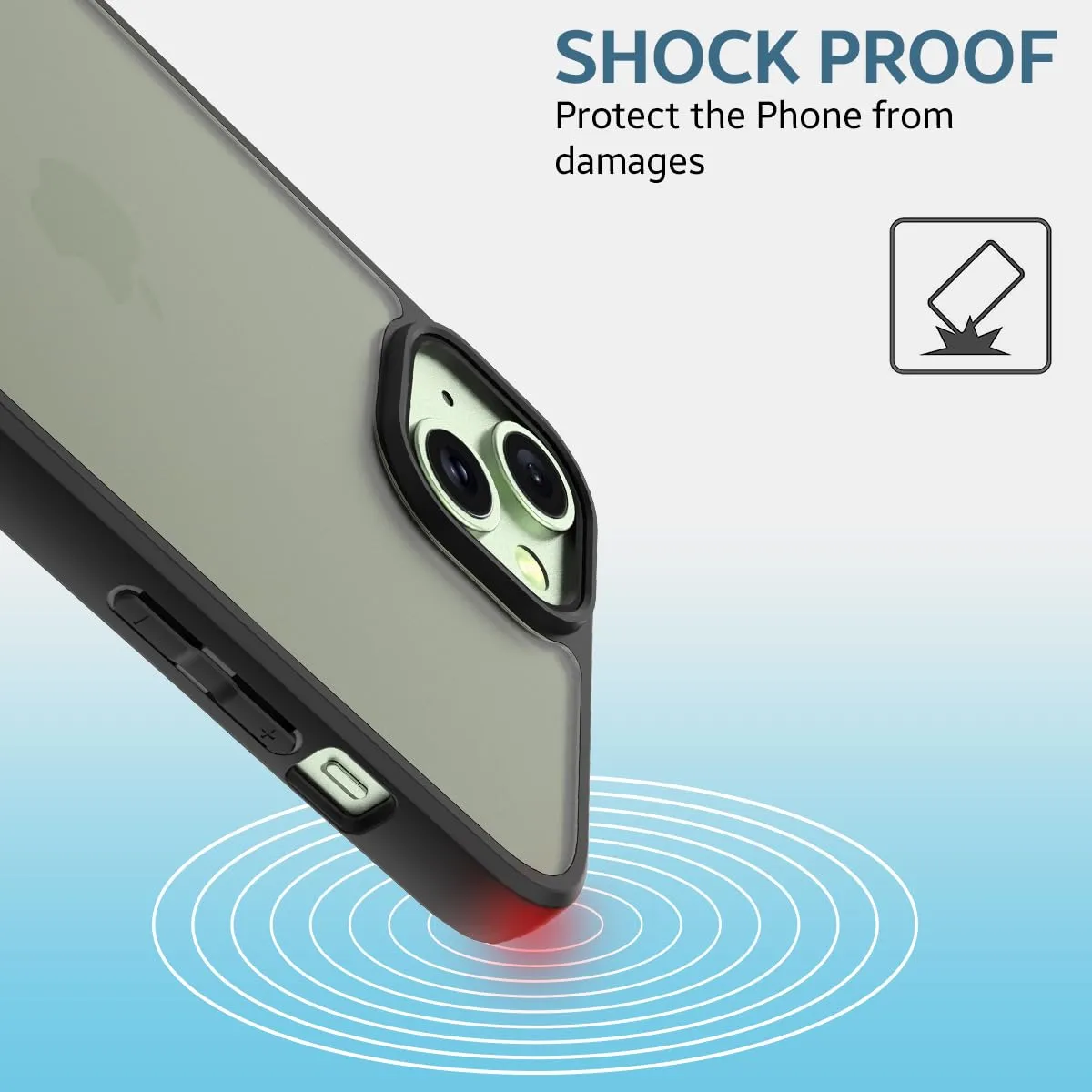 iPhone 15 Plus (FOSO) Skin Shock Proof Back Cover Case | (PC TPU) - Matte Black