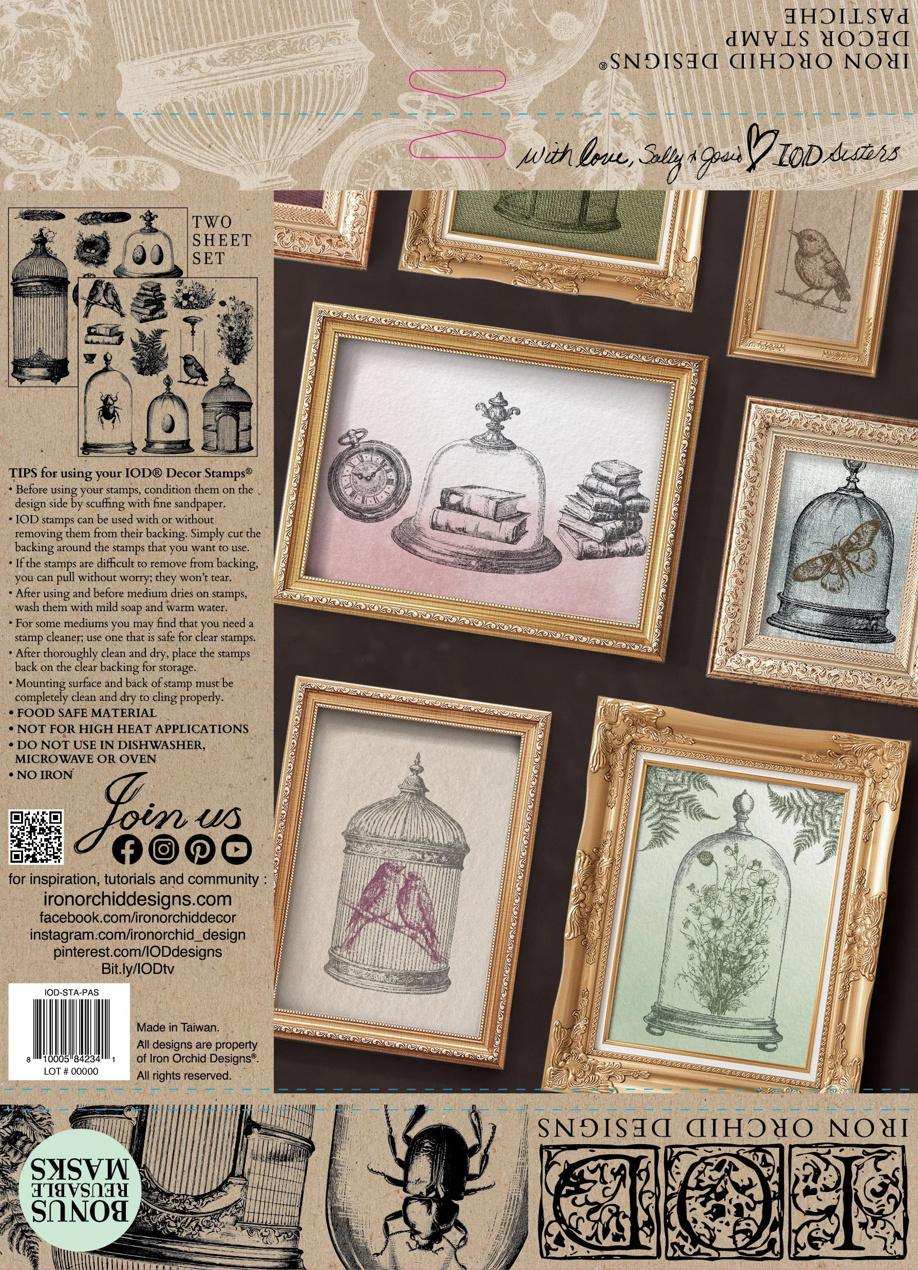 Iron Orchid Designs Pastiche IOD Stamp 2 sheets 12 x 12 inches