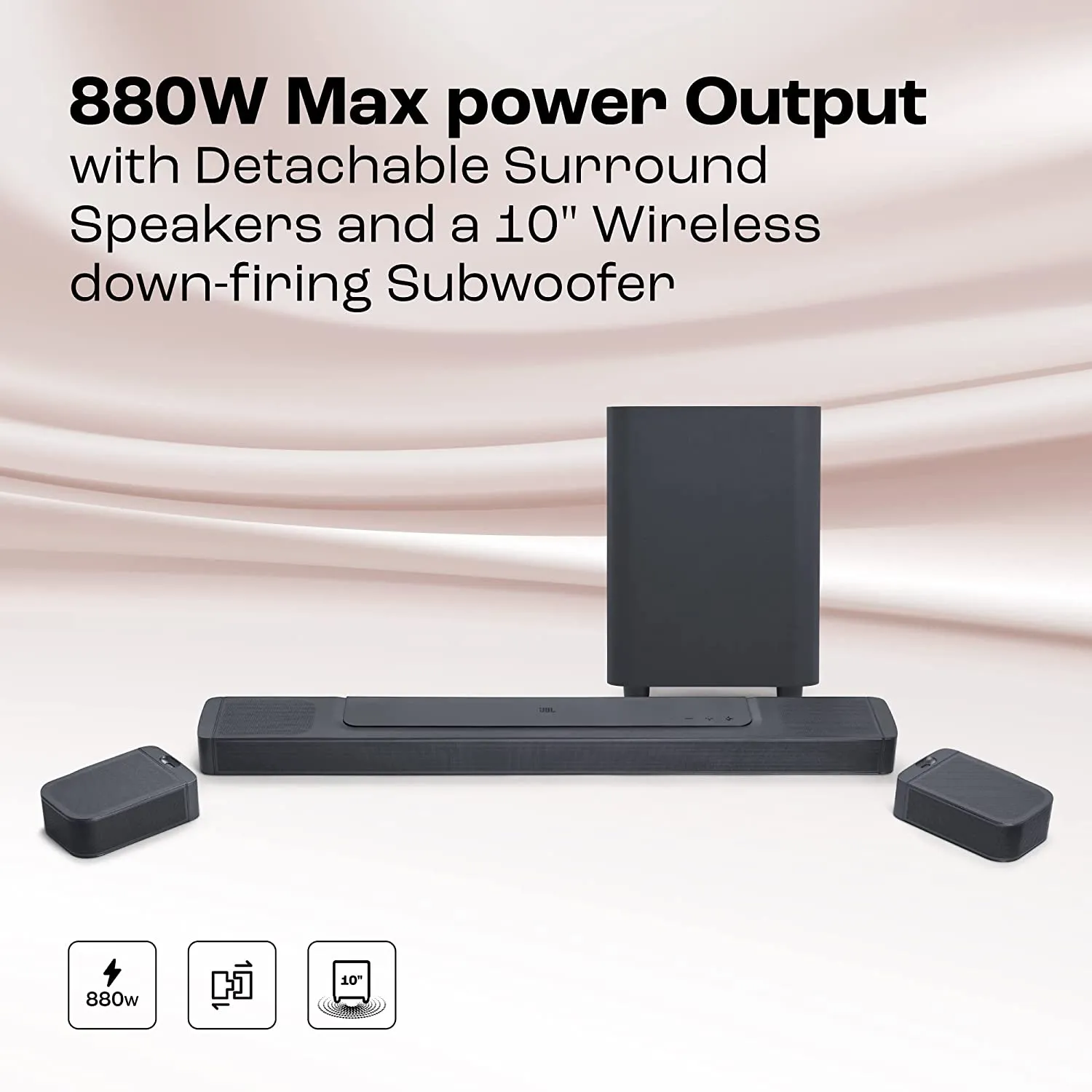 JBL Bar 1000 Pro, 11.1 (7.1.4) Channel Truly Wireless Soundbar with True Dolby Atmos