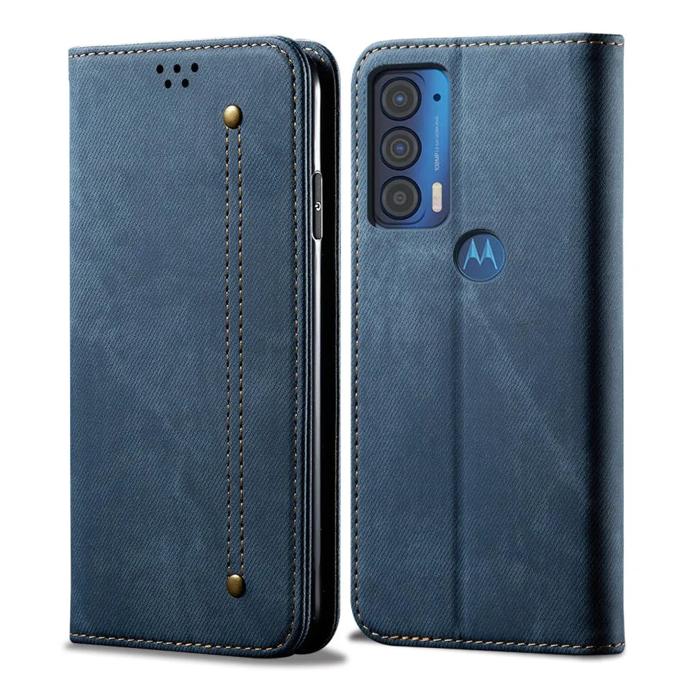 Jeans Motorola Edge (2021) Flip case - Blue