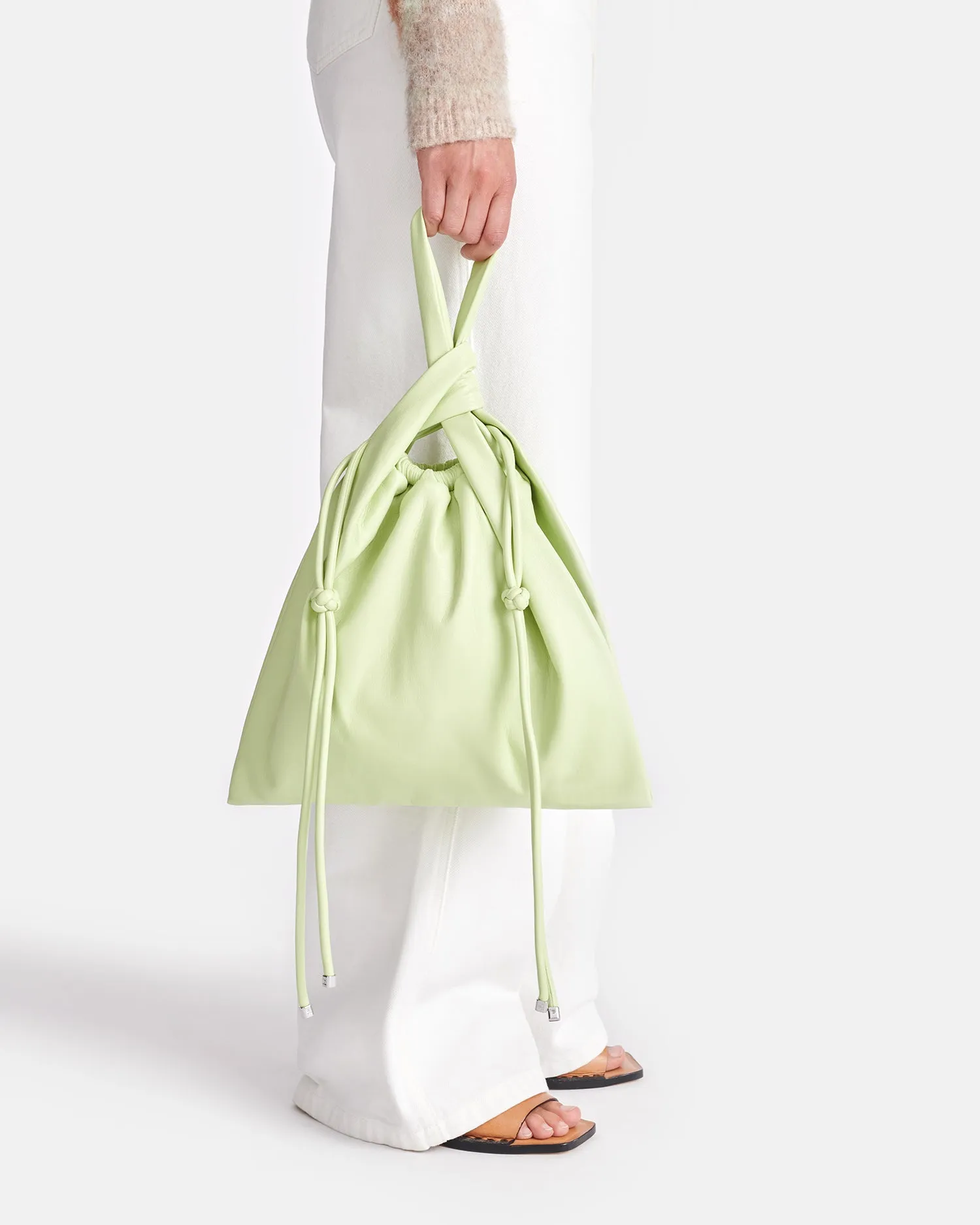 Jen Drawstring - Okobor™ Alt-Leather Clutch Bag - Shadow Lime