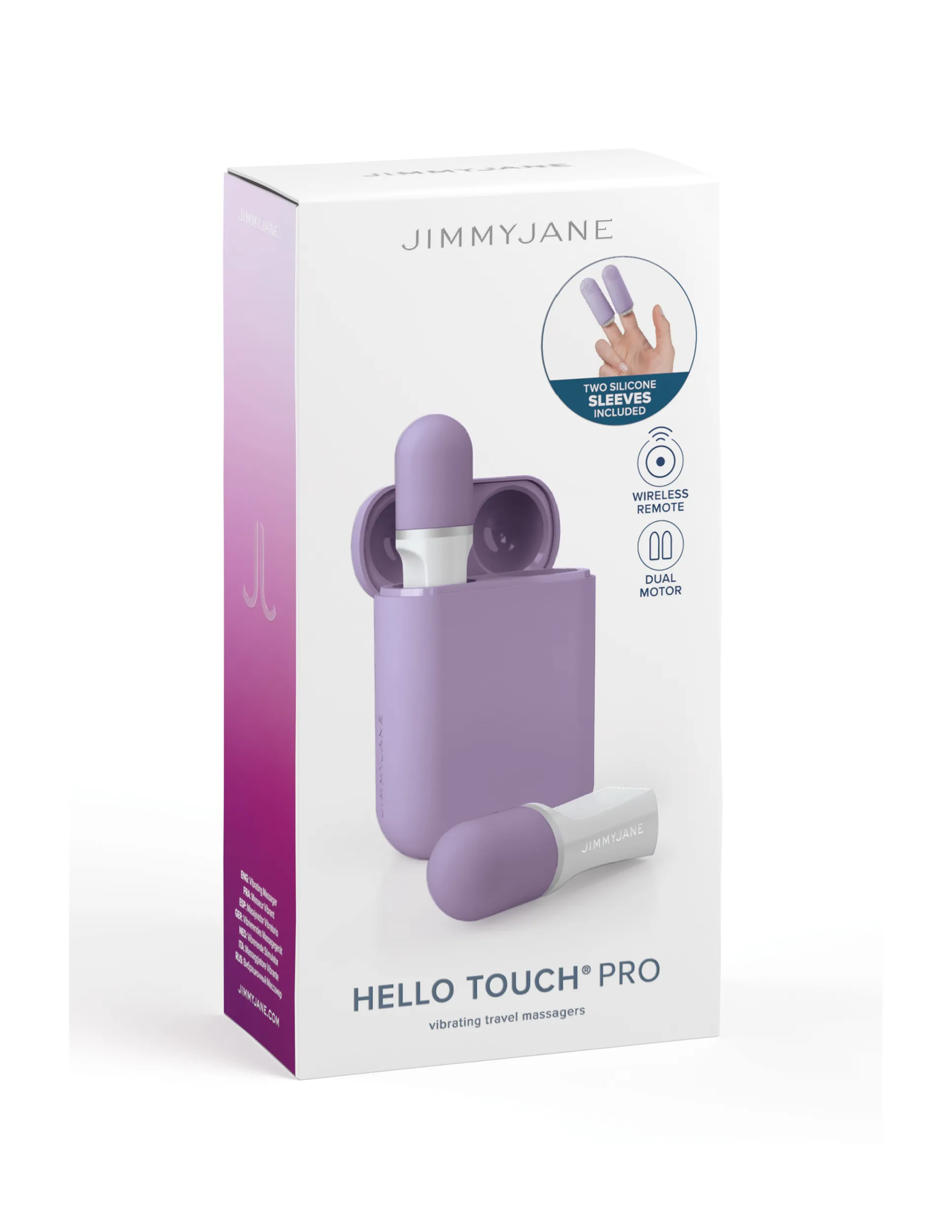 Jimmyjane Hello Touch Pro Two Bullets with Finger Sleeves   Charging Case