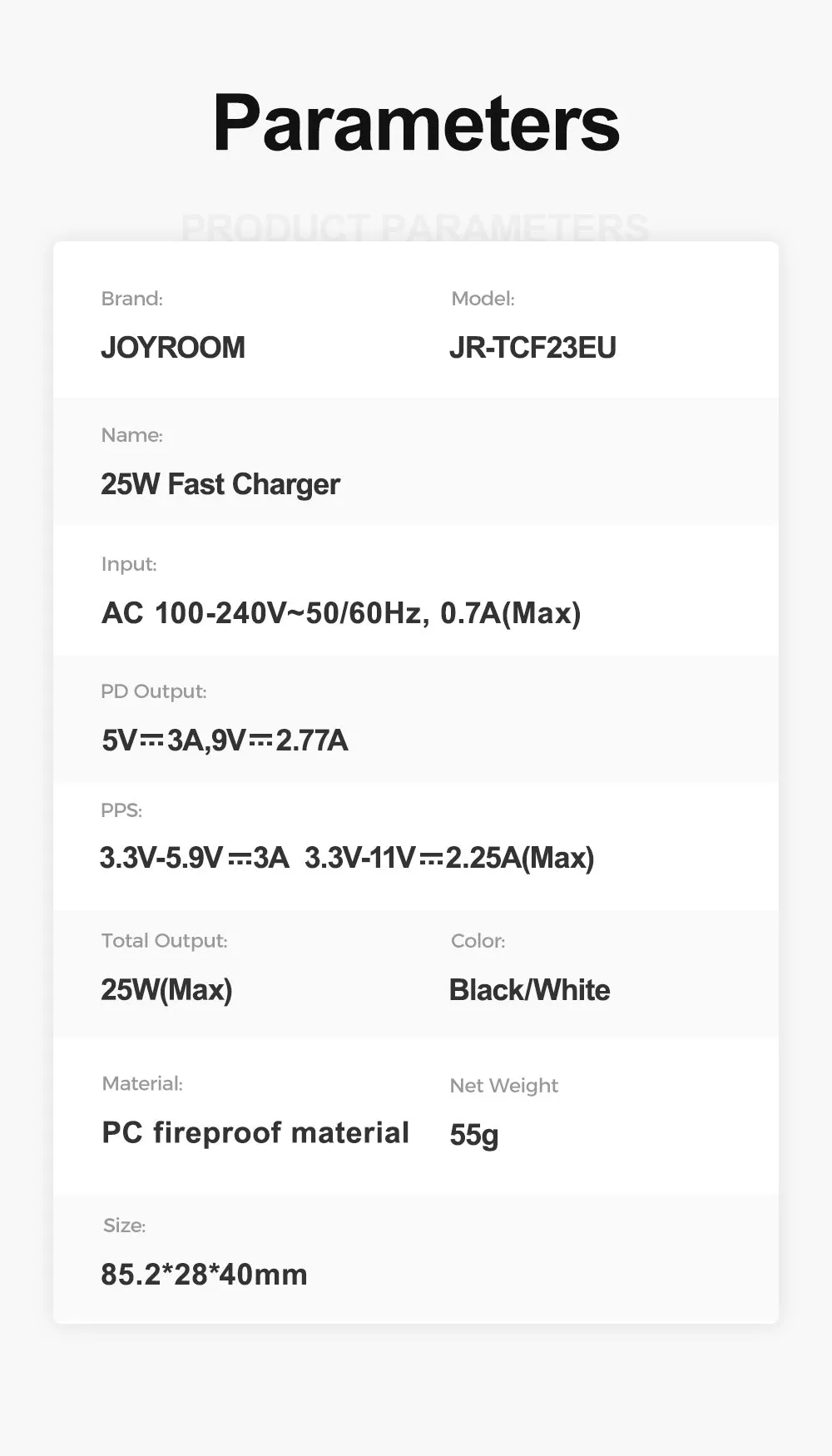 JOYROOM JR-TCF23 25W Charger