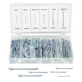 Katzco Cotter Pin Assortment 555 piece Heavy Duty Zinc-Plating Steel Pins for Automotive