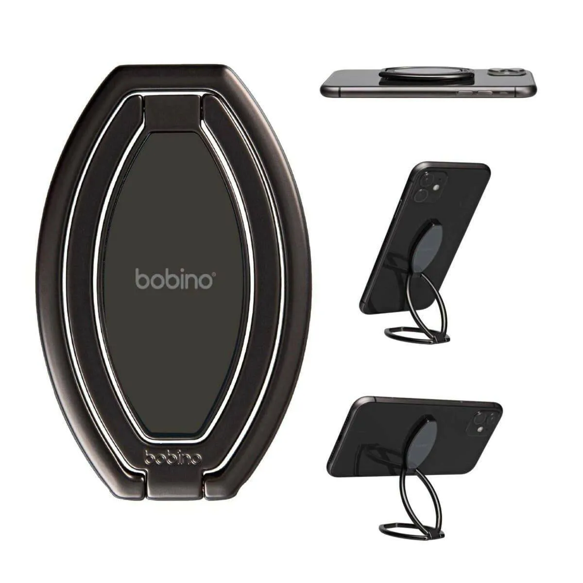 KickFlip - Black Mobile Phone Holder, Stand, hands-free By Bobino