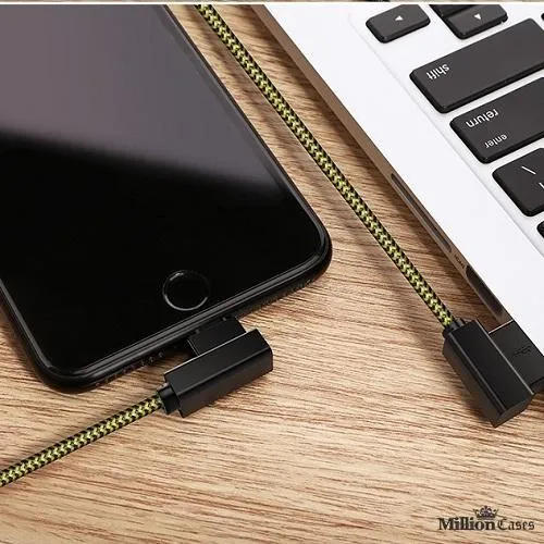 L Bend Nylon Braided USB Charging Cable