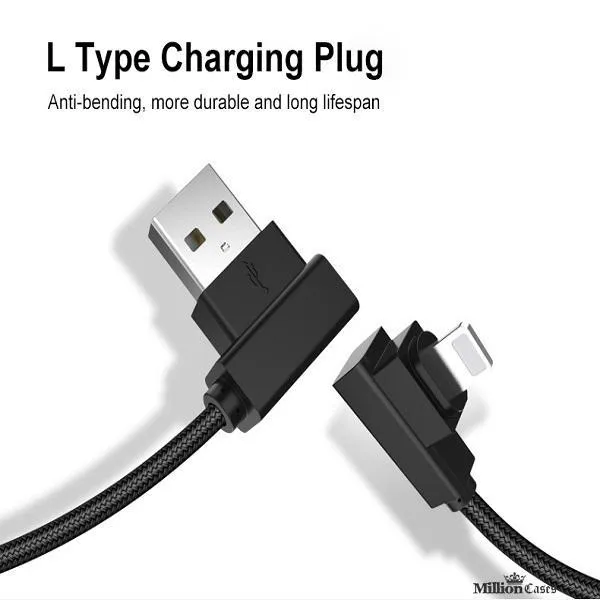 L Bend Nylon Braided USB Charging Cable