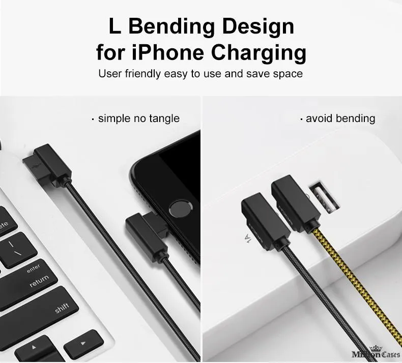 L Bend Nylon Braided USB Charging Cable