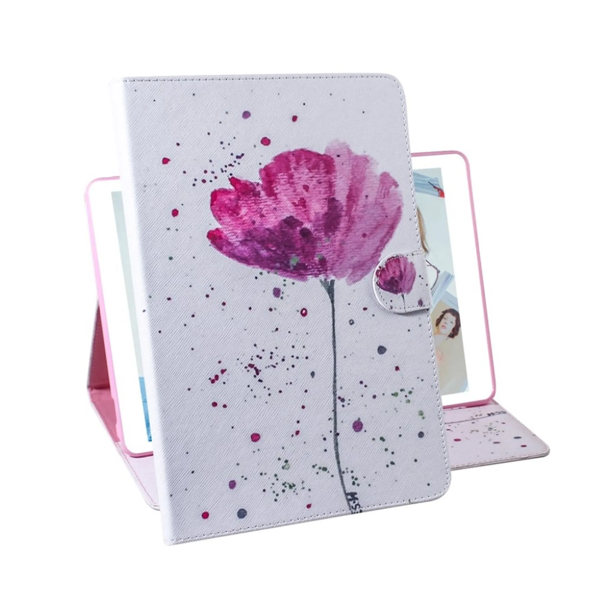 Lenovo Tab M10 FHD REL pattern leather case - Pink Flower