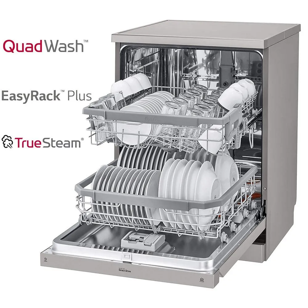 LG 14 Place Settings Wi - Fi Dishwasher ( DFB424FP , Silver, Silent Operation, Tough Stain Removal, Adjustable racks )