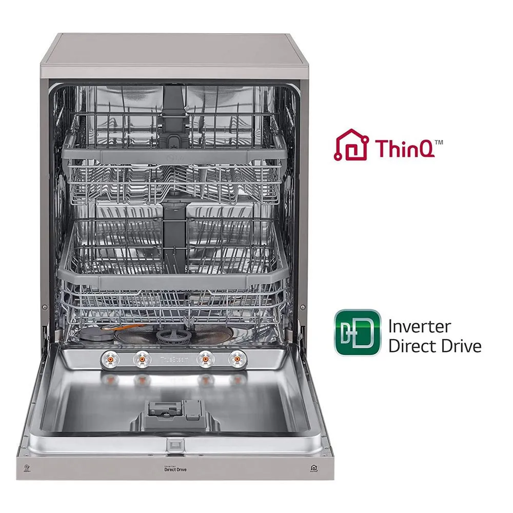 LG 14 Place Settings Wi - Fi Dishwasher ( DFB424FP , Silver, Silent Operation, Tough Stain Removal, Adjustable racks )