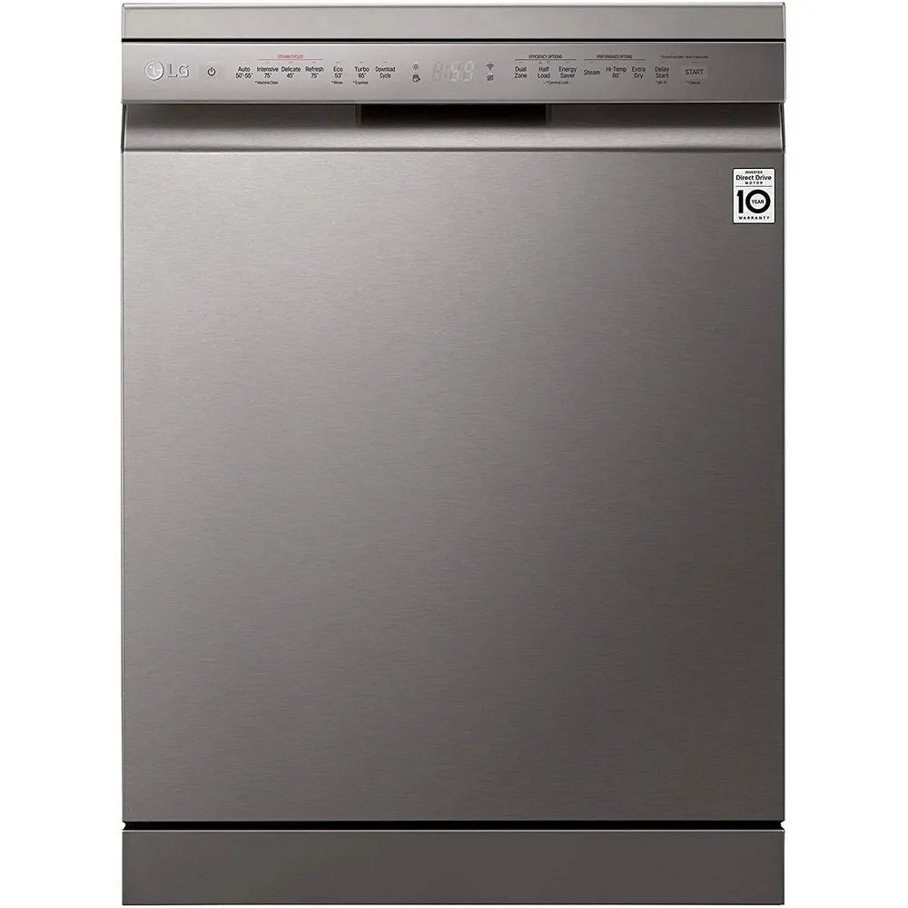 LG 14 Place Settings Wi - Fi Dishwasher ( DFB424FP , Silver, Silent Operation, Tough Stain Removal, Adjustable racks )