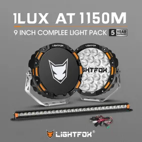 LIGHTFOX OSRAM 9inch LED Driving Lights   28 inch Single Row LED Light Bar   Wiring Kit