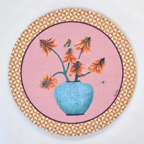 Lisa Corti Pottery Old Pink round cork-backed placemat - 34cm