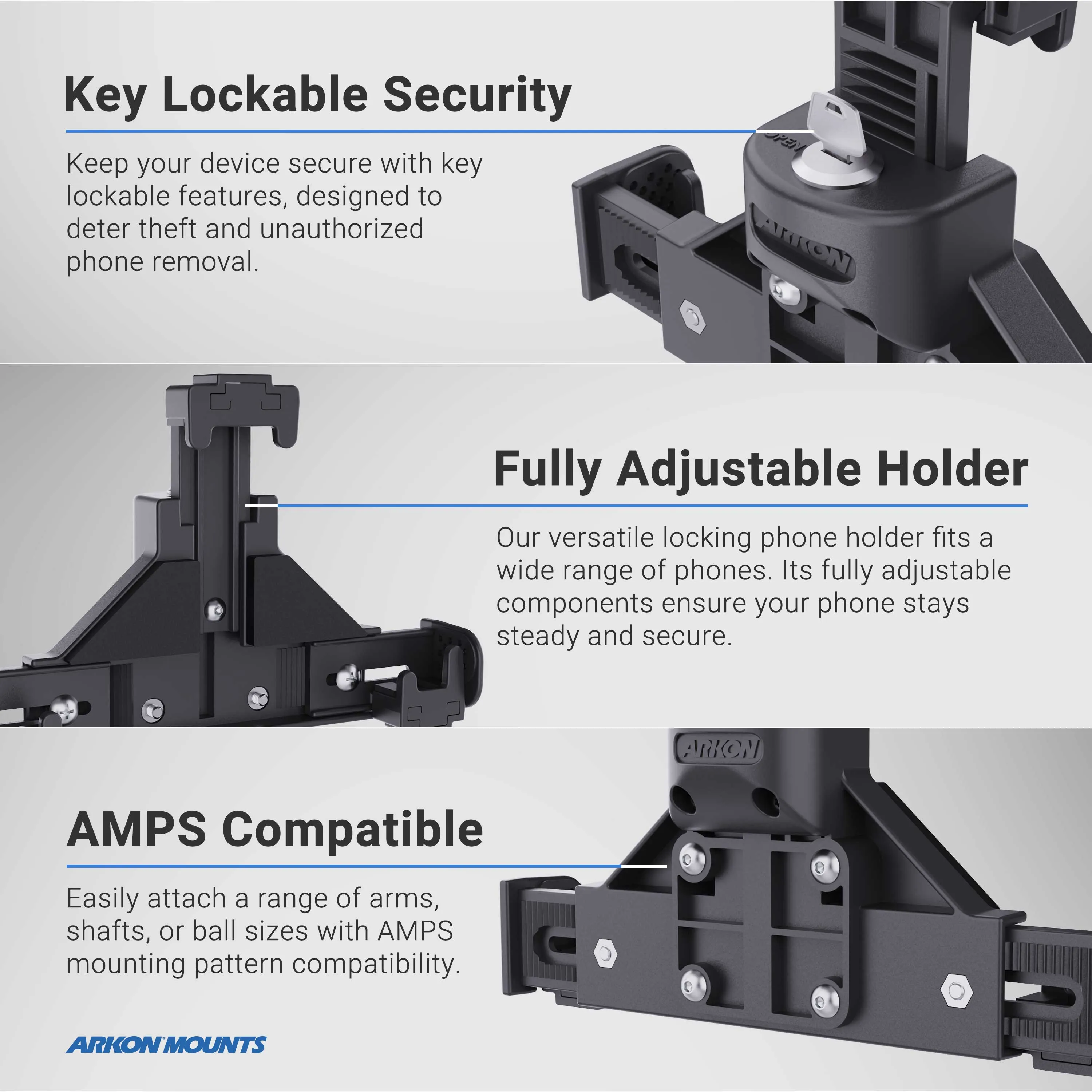 LockVise® Locking Phone Holder with 0CT0™ Series Adhesive Mount