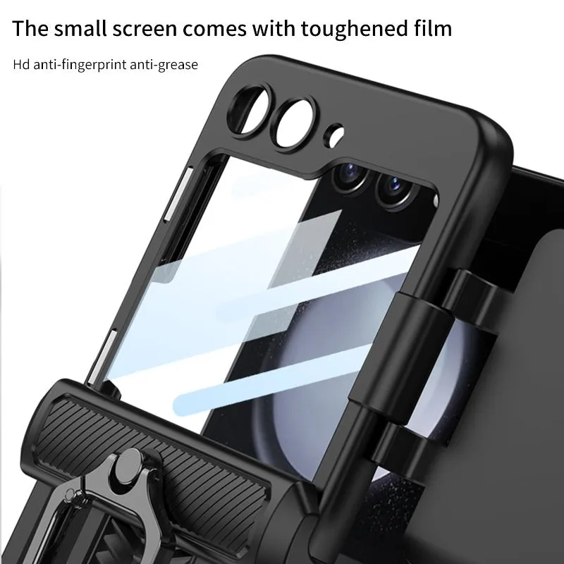 Magnetic Hinge Armor Phone Armor Case With Ring Bracket And Screen  For Samsung Galaxy Z Flip 5