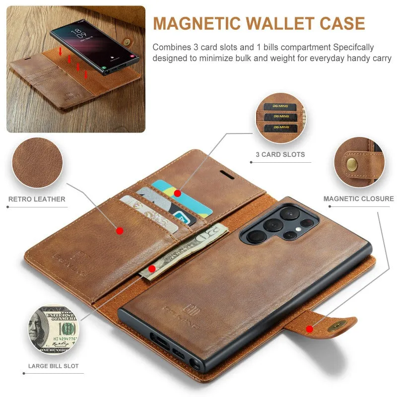 Magnetic Removable Leather Wallet Phone Case With Credit Card Slot For Samsung Galaxy S24 23