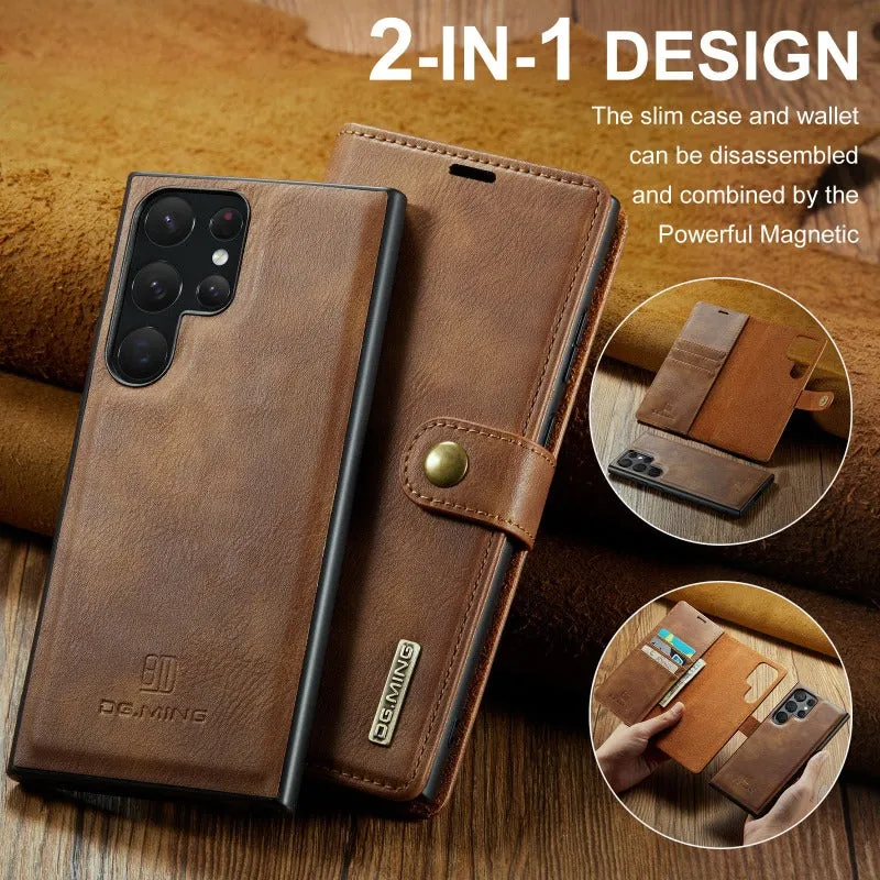 Magnetic Removable Leather Wallet Phone Case With Credit Card Slot For Samsung Galaxy S24 23