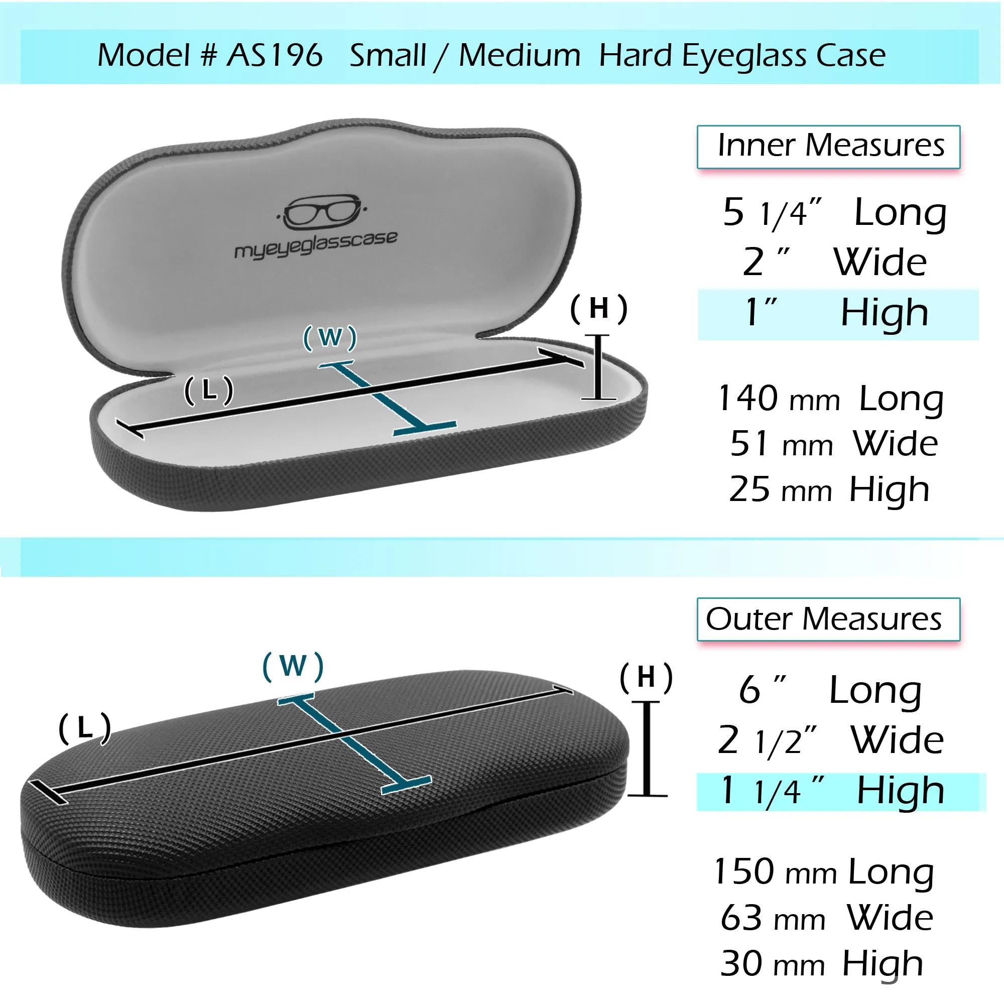 Men Hard Eyeglass Case for Small medium Frames - Glasses Case Holder with pouch and Cleaning Cloth (AS196 Dark Grey)