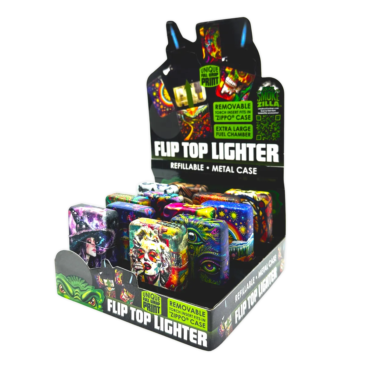 Metal Flip Top Lighter - 12 Pieces Per Retail Ready Display 25281