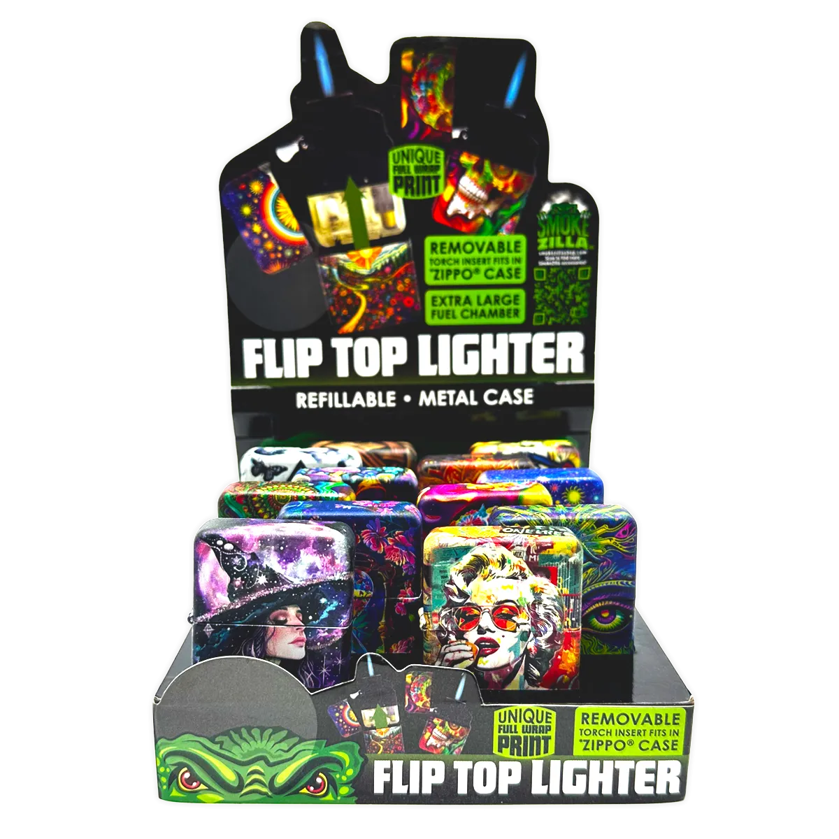 Metal Flip Top Lighter - 12 Pieces Per Retail Ready Display 25281