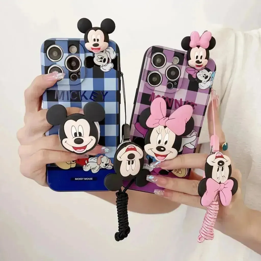 Mickey Minnie Trendy Phone Case with Strap (For iPhones)