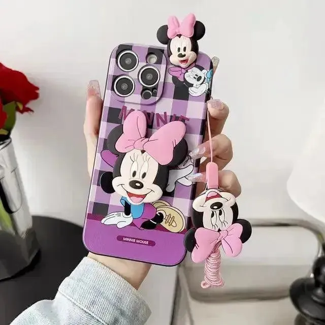 Mickey Minnie Trendy Phone Case with Strap (For iPhones)