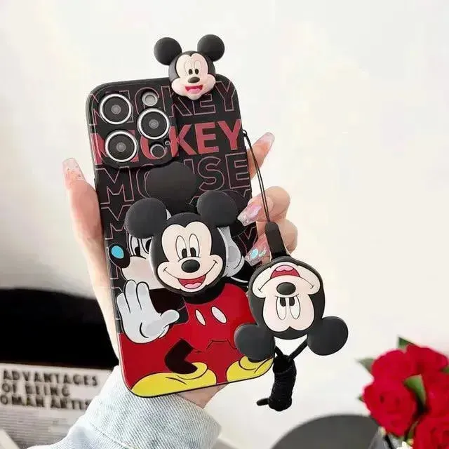 Mickey Minnie Trendy Phone Case with Strap (For iPhones)