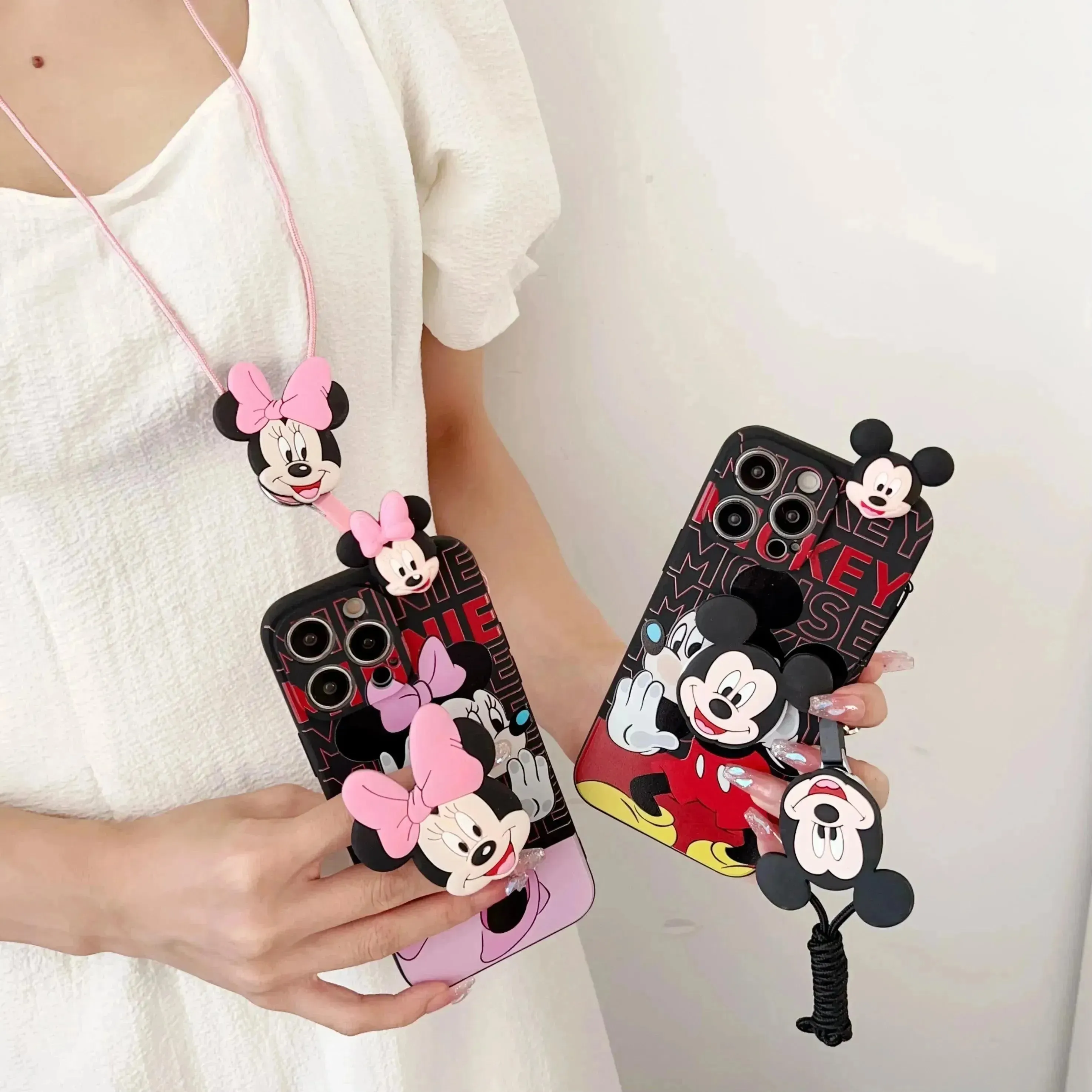 Mickey Minnie Trendy Phone Case with Strap (For iPhones)