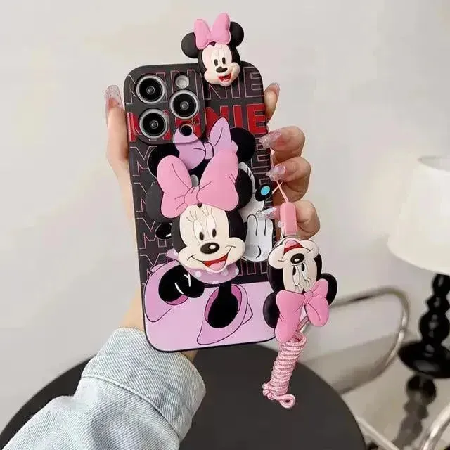 Mickey Minnie Trendy Phone Case with Strap (For iPhones)