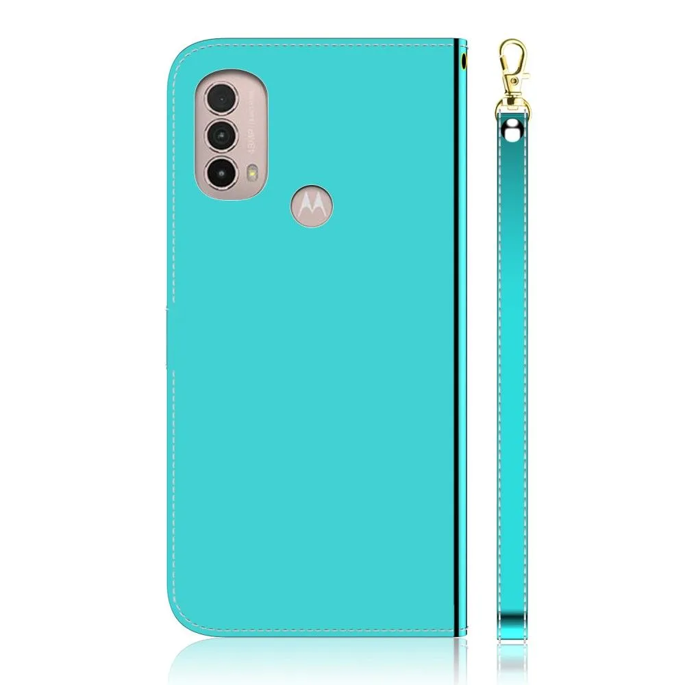 Mirror Motorola Moto E30 / E40 / E20 flip case - Cyan