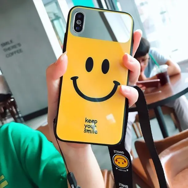 Mirror Smile Face Black Yellow Iphone Case