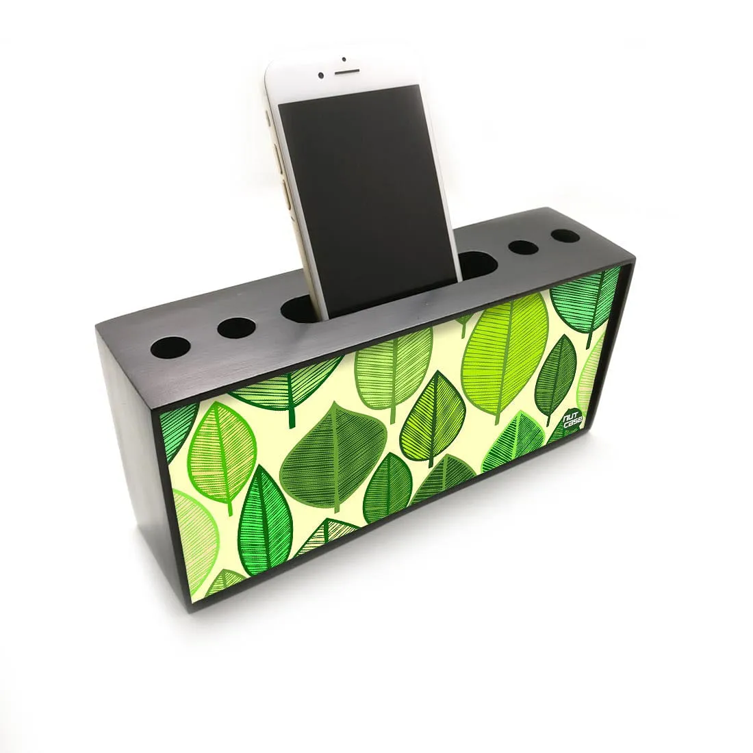 Mobile Holder With Pen Stand Desk Organizer for Office - Leaves