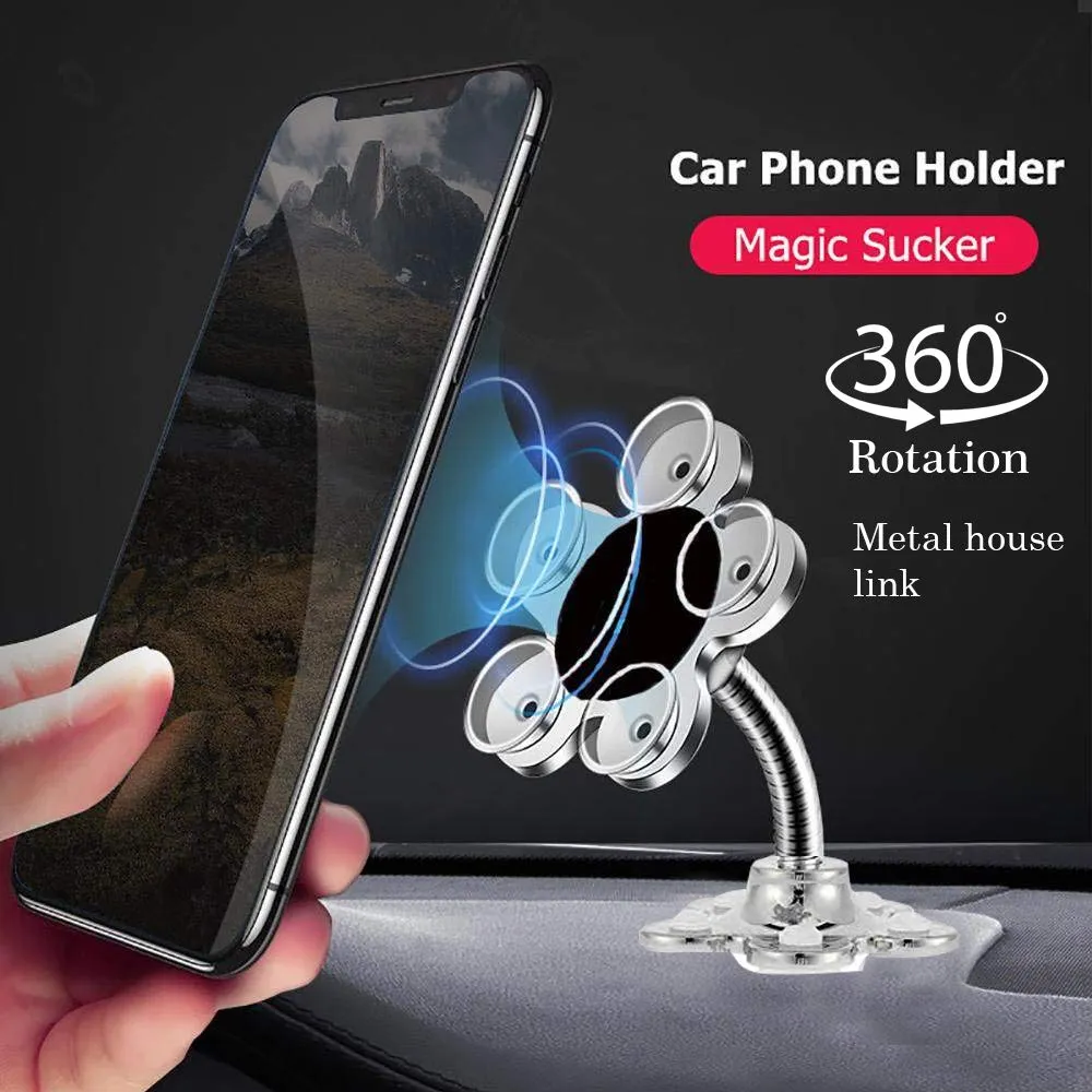 Mobile Phone Holder 360 Degree Rotatable Metal Flower Magic Suction Cup VIP mobile stand Car Bracket for Home, car, Office