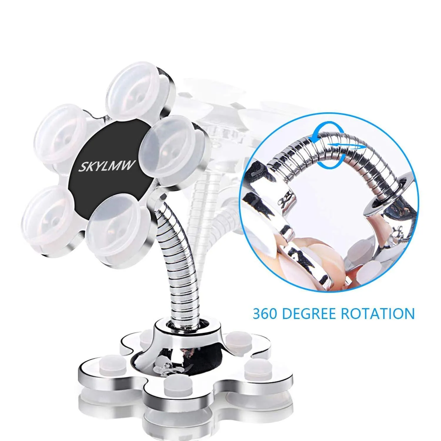 Mobile Phone Holder 360 Degree Rotatable Metal Flower Magic Suction Cup VIP mobile stand Car Bracket for Home, car, Office