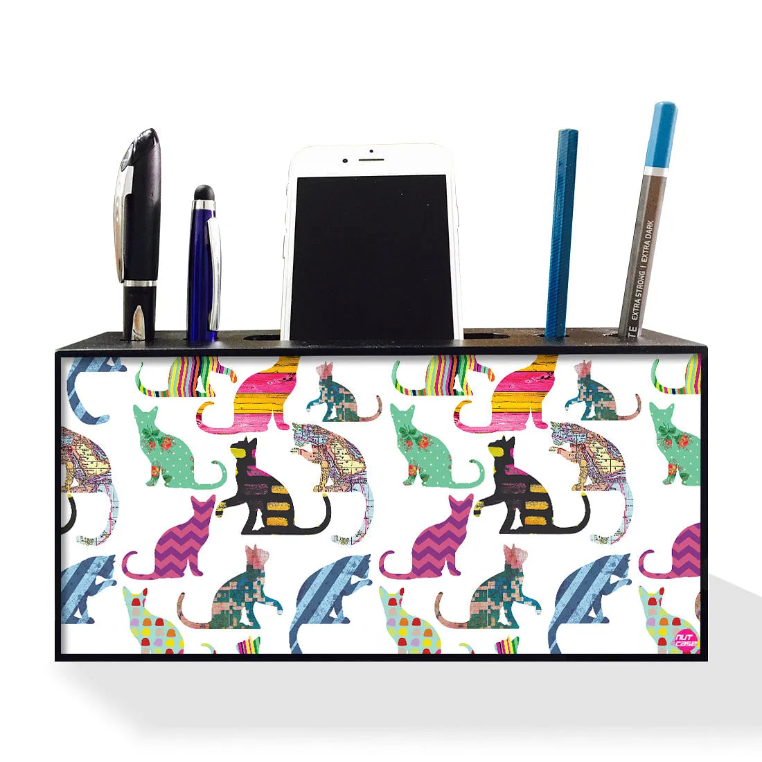 Mobile Stand With Pen Holder Desk Organizer for Office Use - Cats